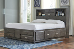 Hoover Furniture Outlet - Ashley Furniture - Caitbrook Queen Storage Bed with 8 Drawers - Queen Storage Bed with 8 Drawers / Gray - B476B2