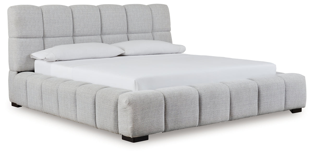 Hoover Furniture Outlet - Ashley Furniture - Grendusk King Upholstered Bed - King Upholstered Bed / Light Gray - PCB584B2