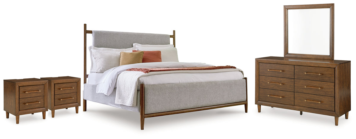 Hoover Furniture Outlet - Ashley Furniture - Lyncott Queen Upholstered Bed, Dresser, Mirror and 2 Nightstands - Queen Upholstered Bed, Dresser, Mirror and 2 Nightstands - B615B14