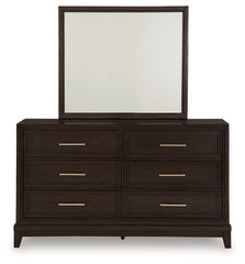 Neymorton King/California King Upholstered Panel Headboard, Dresser and Mirror