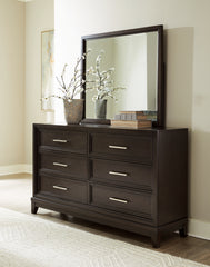 Hoover Furniture Outlet - Ashley Furniture - Neymorton Dresser and Mirror - Dresser and Mirror / Dark Grayish Brown - B618B1