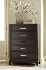 Hoover Furniture Outlet - Ashley Furniture - Neymorton Chest of Drawers - Five Drawer Chest / Dark Grayish Brown - B618-46