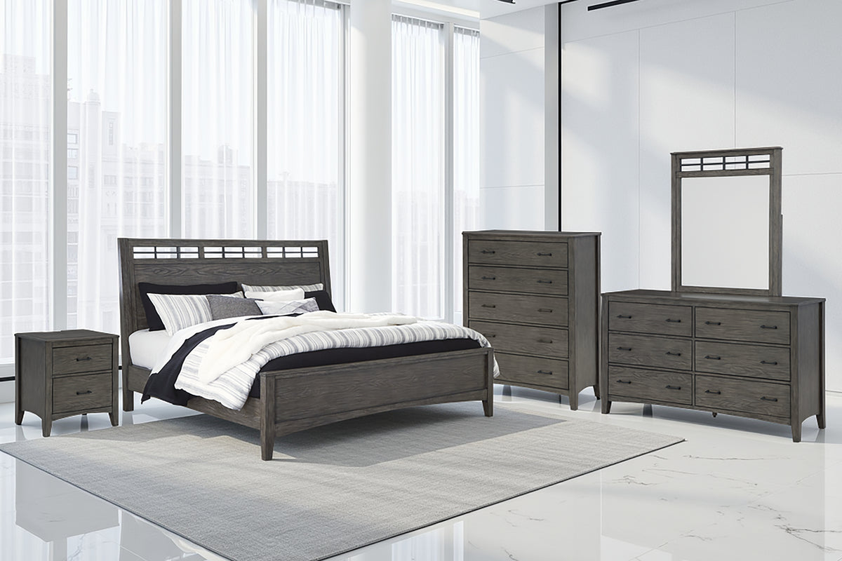 Hoover Furniture Outlet - Ashley Furniture - Montillan Queen Panel Bed - Queen Panel Bed / Grayish Brown - B651B2