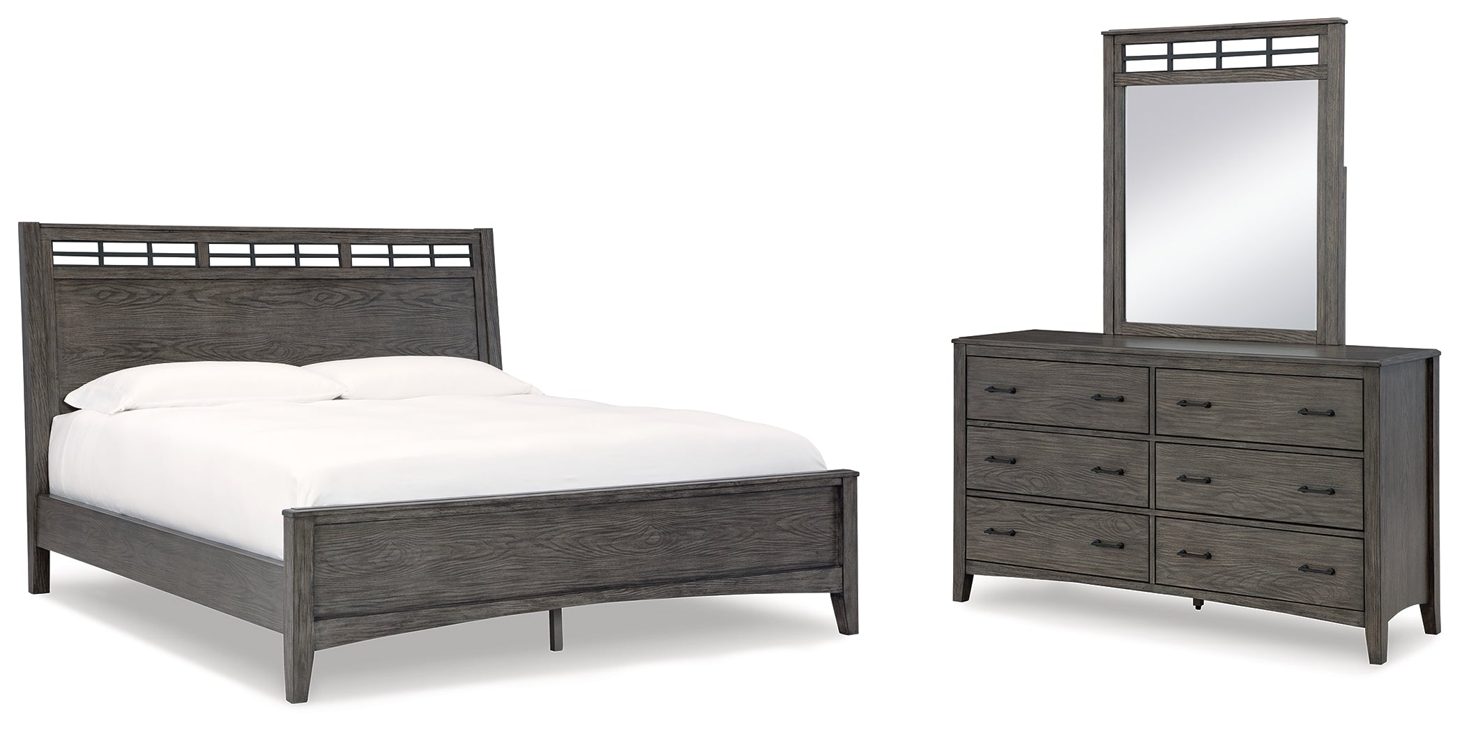 Hoover Furniture Outlet - Ashley Furniture - Montillan Queen Panel Bed, Dresser and Mirror - Queen Panel Bed, Dresser and Mirror - B651B3