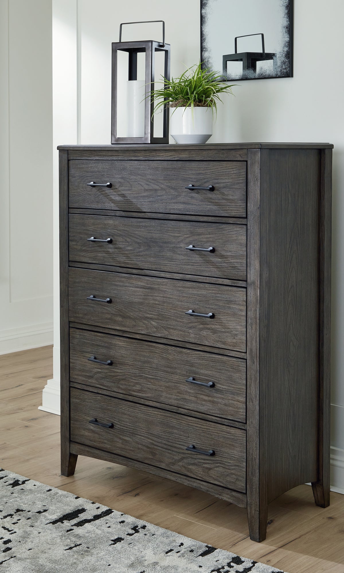 Hoover Furniture Outlet - Ashley Furniture - Montillan Chest of Drawers - Five Drawer Chest / Grayish Brown - B651-46