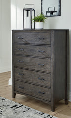 Hoover Furniture Outlet - Ashley Furniture - Montillan Chest of Drawers - Five Drawer Chest / Grayish Brown - B651-46
