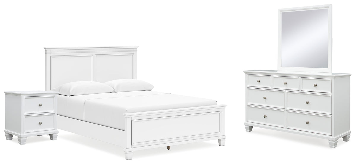 Hoover Furniture Outlet - Ashley Furniture - Fortman Queen Panel Bed, Dresser, Mirror and Nightstand - Queen Panel Bed, Dresser, Mirror and Nightstand - B680B12