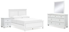 Hoover Furniture Outlet - Ashley Furniture - Fortman Queen Panel Bed, Dresser, Mirror and Nightstand - Queen Panel Bed, Dresser, Mirror and Nightstand - B680B12