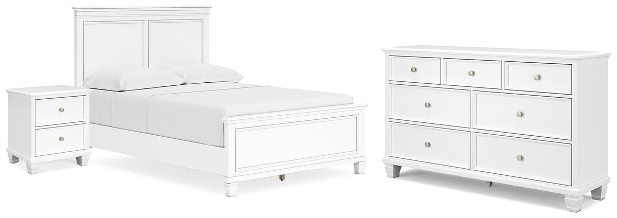 Hoover Furniture Outlet - Ashley Furniture - Fortman Full Panel Bed, Dresser and Nightstand - Full Panel Bed, Dresser and Nightstand - B680B28