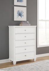 Hoover Furniture Outlet - Ashley Furniture - Fortman Chest of Drawers - Five Drawer Chest / White - B680-46