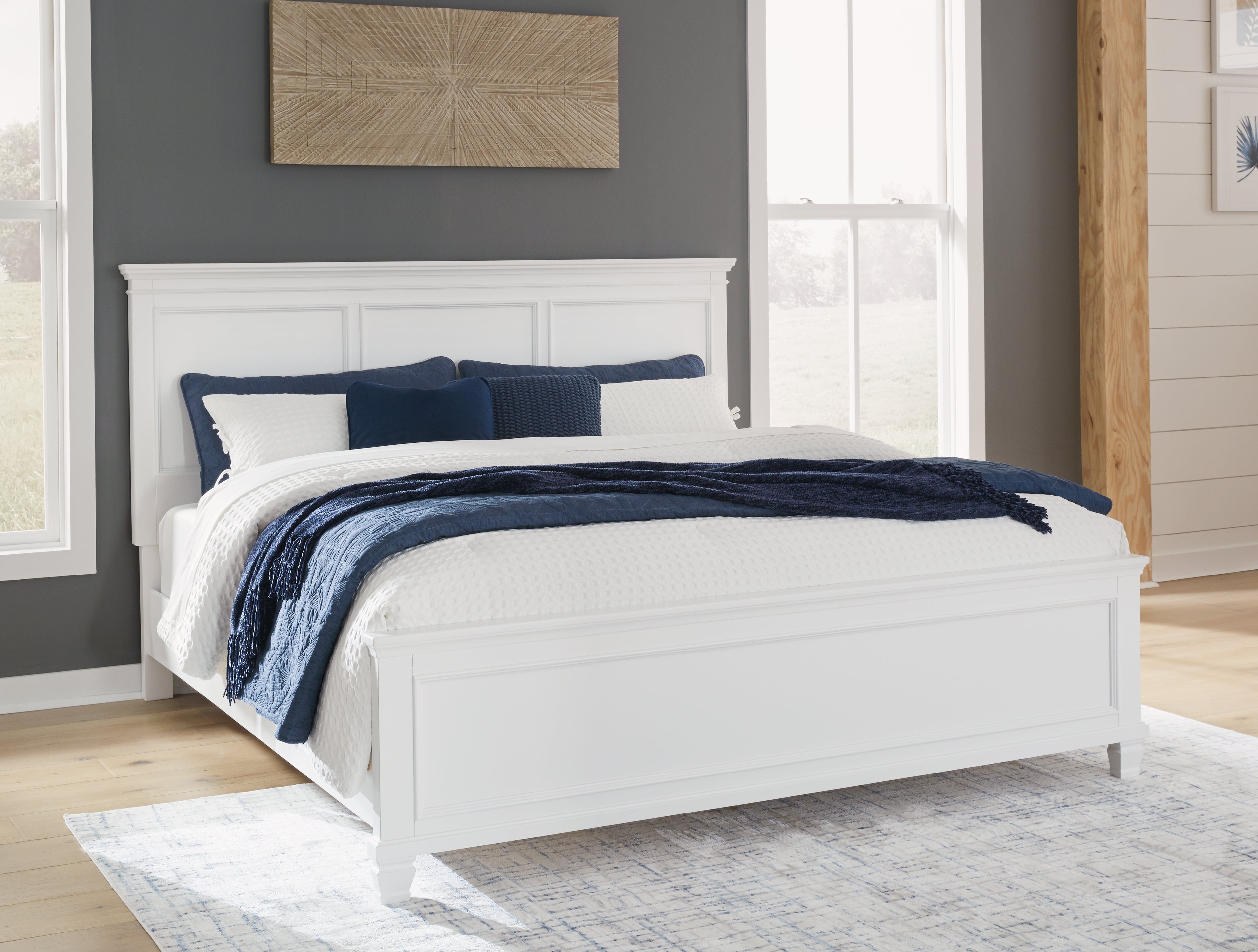 Hoover Furniture Outlet - Ashley Furniture - Fortman California King Panel Bed - California King Panel Bed / White - B680B5