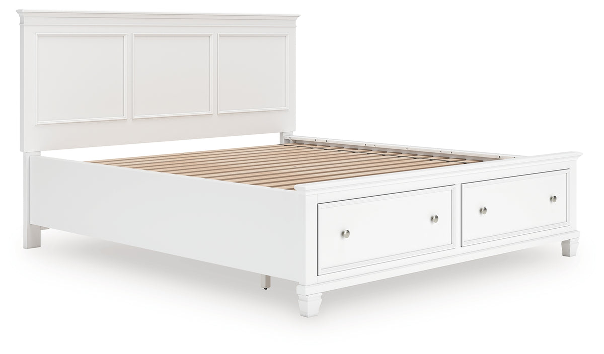 Hoover Furniture Outlet - Ashley Furniture - Fortman California King Panel Storage Bed - California King Panel Storage Bed / White - B680B23
