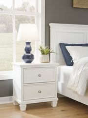 Hoover Furniture Outlet - Ashley Furniture - Fortman Nightstand - Two Drawer Night Stand / White - B680-92