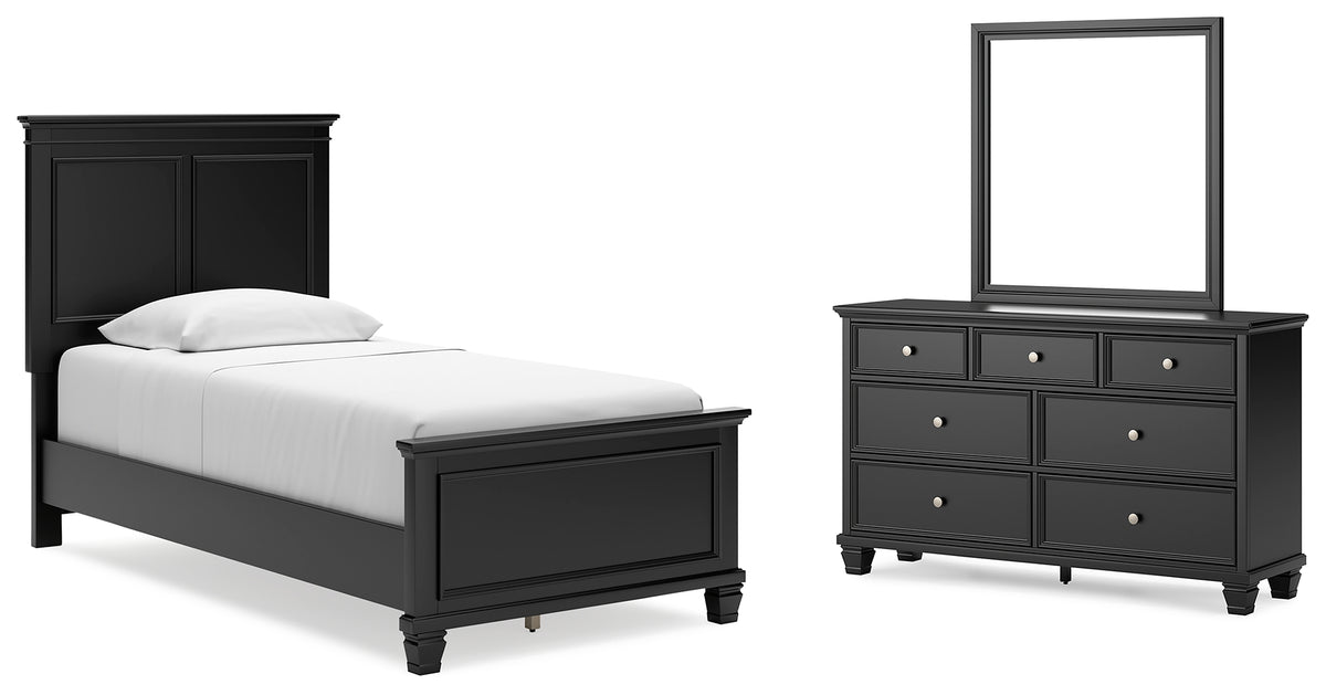 Hoover Furniture Outlet - Ashley Furniture - Lanolee Twin Panel Bed, Dresser and Mirror - Twin Panel Bed, Dresser and Mirror - B687B3
