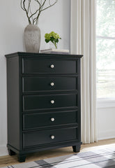 Hoover Furniture Outlet - Ashley Furniture - Lanolee Chest of Drawers - Five Drawer Chest / Black - B687-46