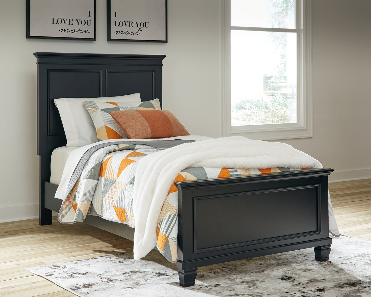 Hoover Furniture Outlet - Ashley Furniture - Lanolee Twin Panel Bed - Twin Panel Bed / Black - B687B2