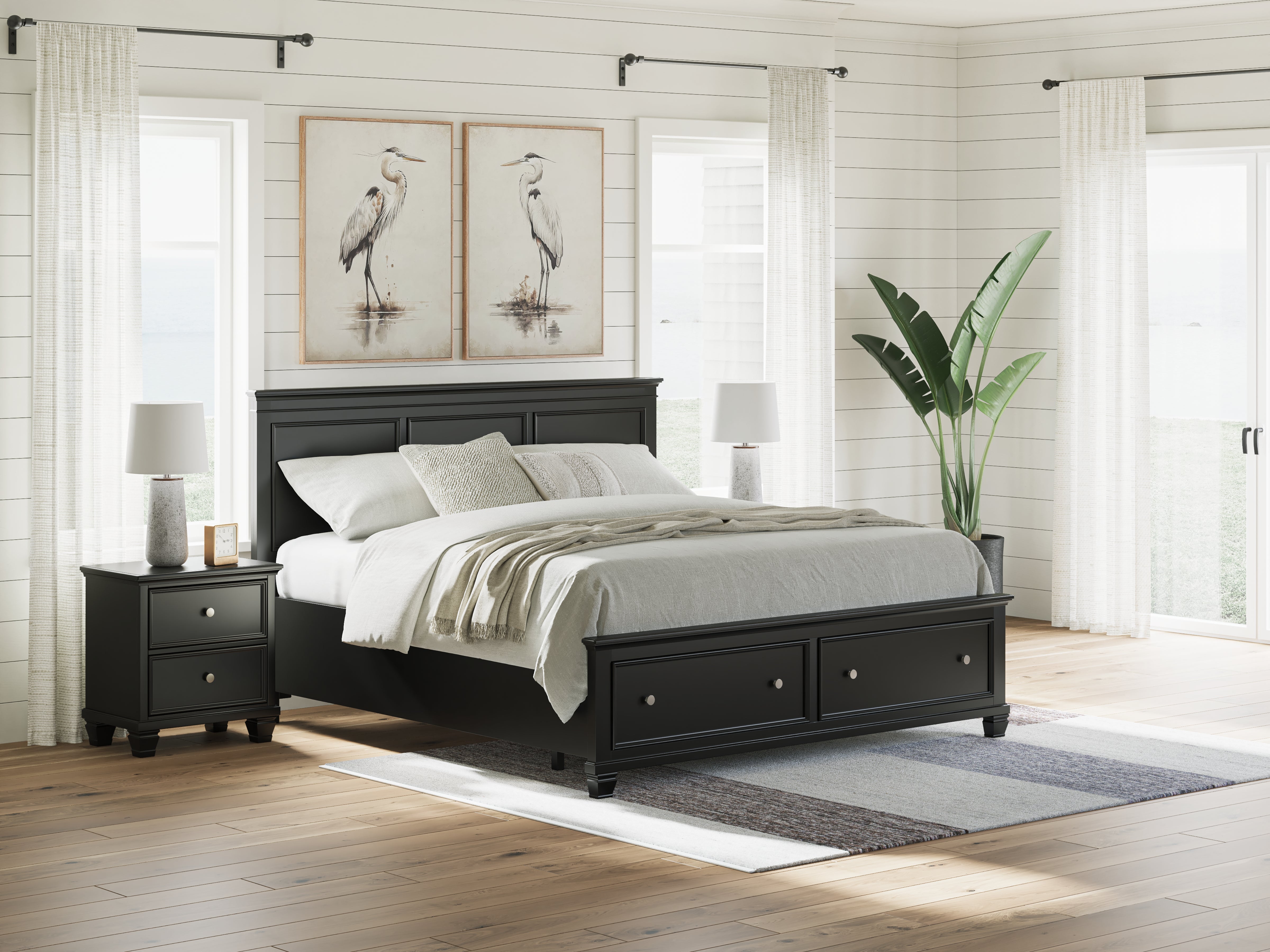 Hoover Furniture Outlet - Ashley Furniture - Lanolee King Panel Storage Bed - King Panel Storage Bed - B687B19