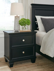 Hoover Furniture Outlet - Ashley Furniture - Lanolee Nightstand - Two Drawer Night Stand / Black - B687-92