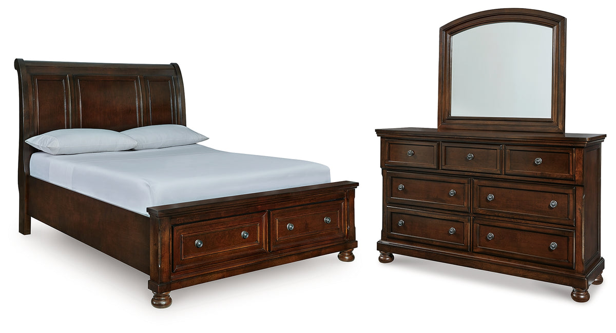 Hoover Furniture Outlet - Ashley Furniture - Porter Queen Sleigh Storage Bed, Dresser and Mirror - Queen Sleigh Storage Bed, Dresser and Mirror - B697B53