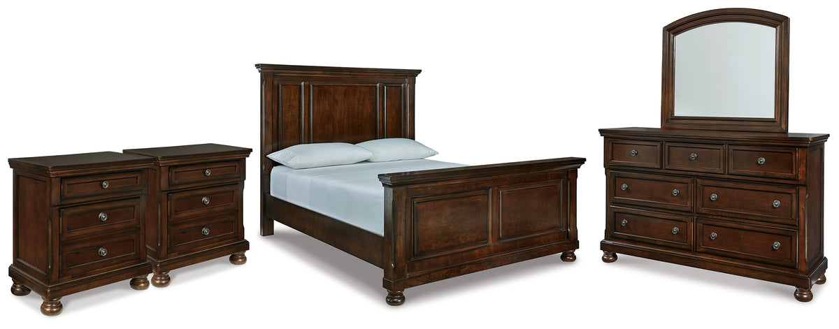 Hoover Furniture Outlet - Ashley Furniture - Porter Queen Panel Bed, Dresser, Mirror and 2 Nightstands - Queen Panel Bed, Dresser, Mirror and 2 Nightstands - B697B52