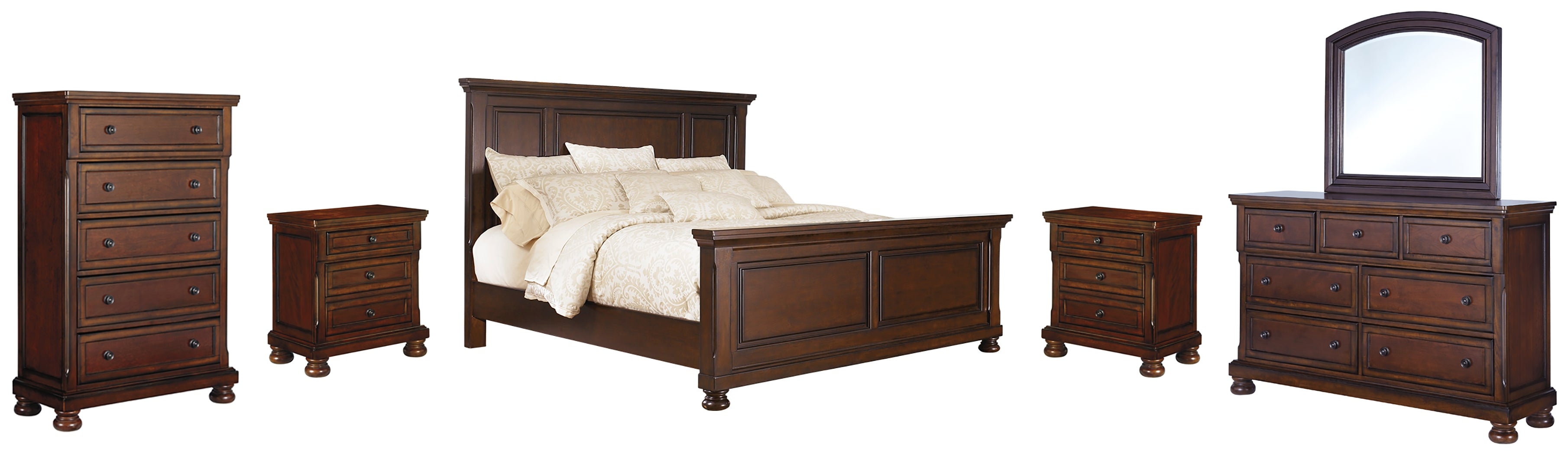 Hoover Furniture Outlet - Ashley Furniture - Porter Queen Panel Bed, Dresser, Mirror, Chest and 2 Nightstands - Queen Panel Bed, Dresser, Mirror, Chest and 2 Nightstands - B697B38