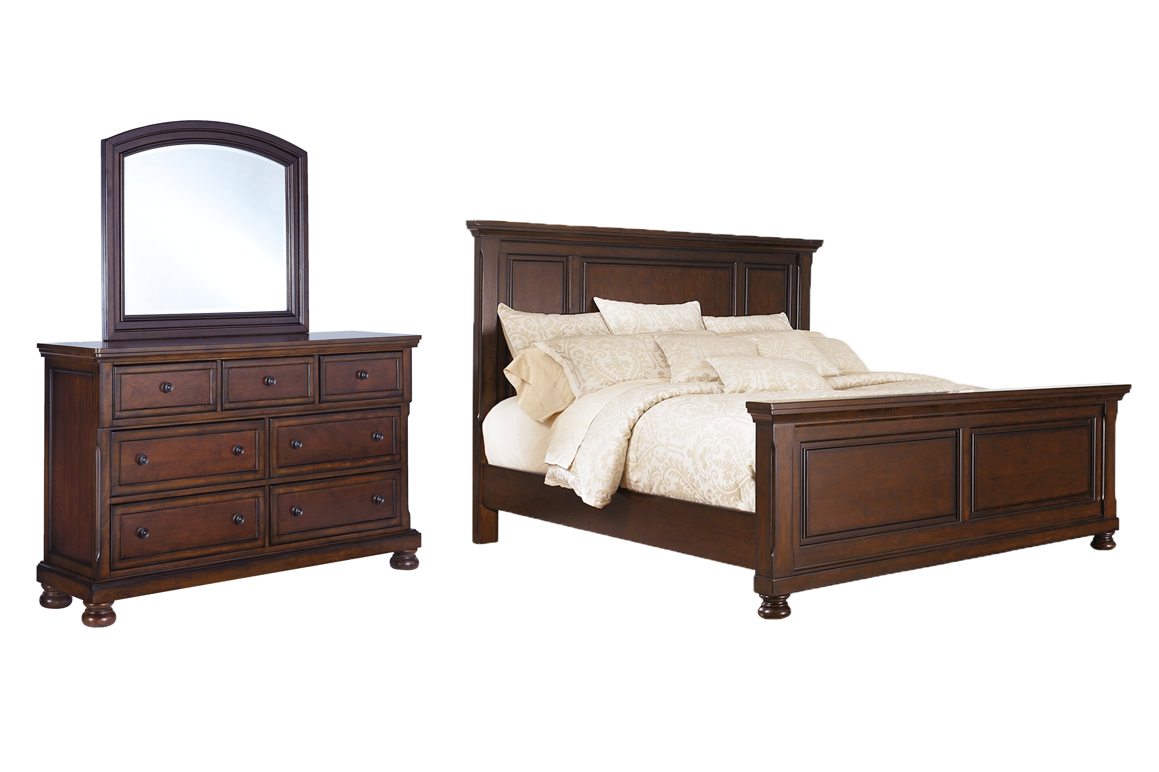 Hoover Furniture Outlet - Ashley Furniture - Porter California King Panel Bed, Dresser and Mirror - California King Panel Bed, Dresser and Mirror - B697B35