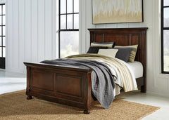 Hoover Furniture Outlet - Ashley Furniture - Porter Queen Panel Bed - Queen Panel Bed / Rustic Brown - B697B2