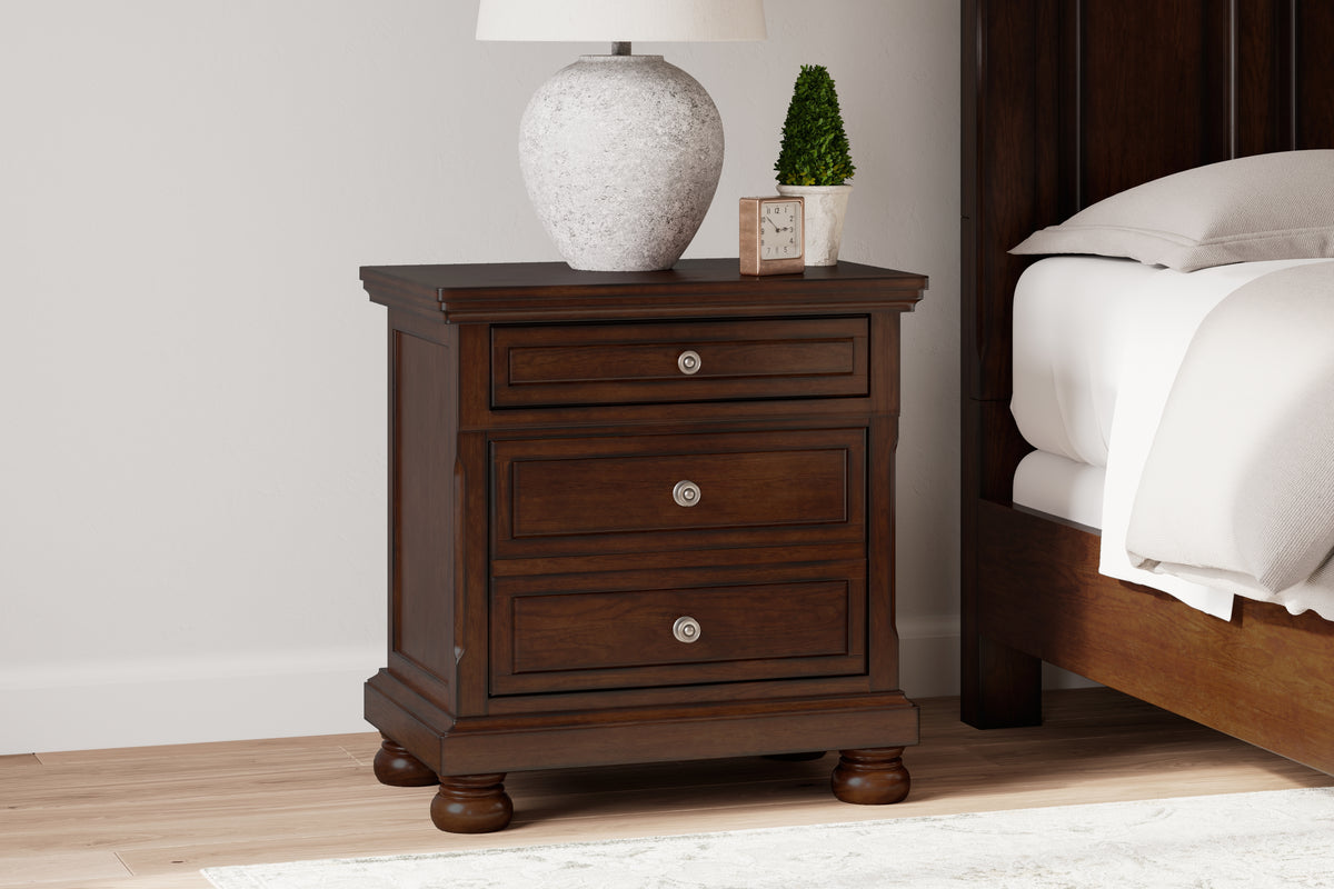 Hoover Furniture Outlet - Ashley Furniture - Porter Nightstand - Two Drawer Night Stand / Rustic Brown - B697-92