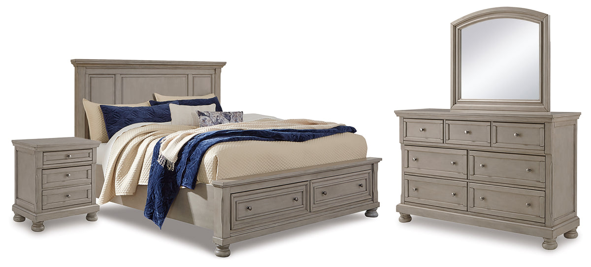 Hoover Furniture Outlet - Ashley Furniture - Lettner Queen Panel Storage Bed, Dresser, Mirror and Nightstand - Queen Panel Storage Bed, Dresser, Mirror and Nightstand - B733B46