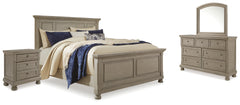 Hoover Furniture Outlet - Ashley Furniture - Lettner King Panel Bed, Dresser, Mirror and 2 Nightstands - King Panel Bed, Dresser, Mirror and 2 Nightstands - B733B48