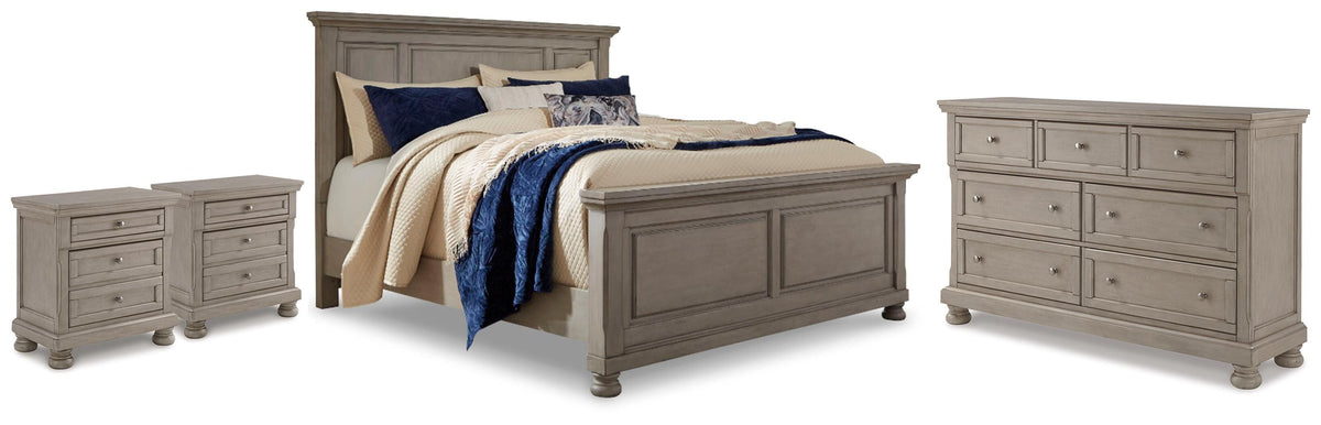 Hoover Furniture Outlet - Ashley Furniture - Lettner Queen Panel Bed, Dresser and 2 Nightstands - Queen Panel Bed, Dresser and 2 Nightstands - B733B60