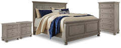 Hoover Furniture Outlet - Ashley Furniture - Lettner King Panel Bed, Chest and 2 Nightstands - King Panel Bed, Chest and 2 Nightstands - B733B59