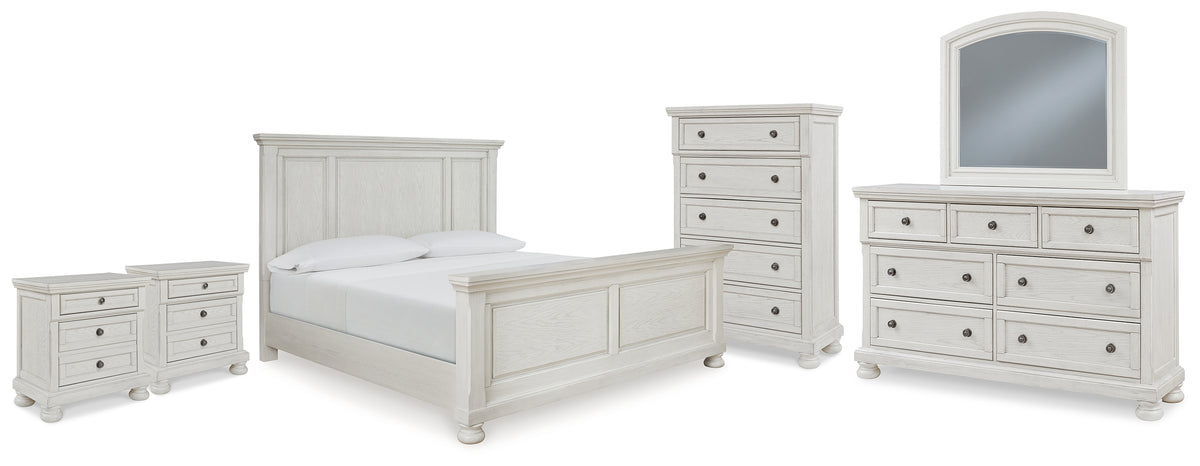 Hoover Furniture Outlet - Ashley Furniture - Robbinsdale King Panel Bed, Dresser, Mirror, Chest and 2 Nightstands - King Panel Bed, Dresser, Mirror, Chest and 2 Nightstands - B742B38