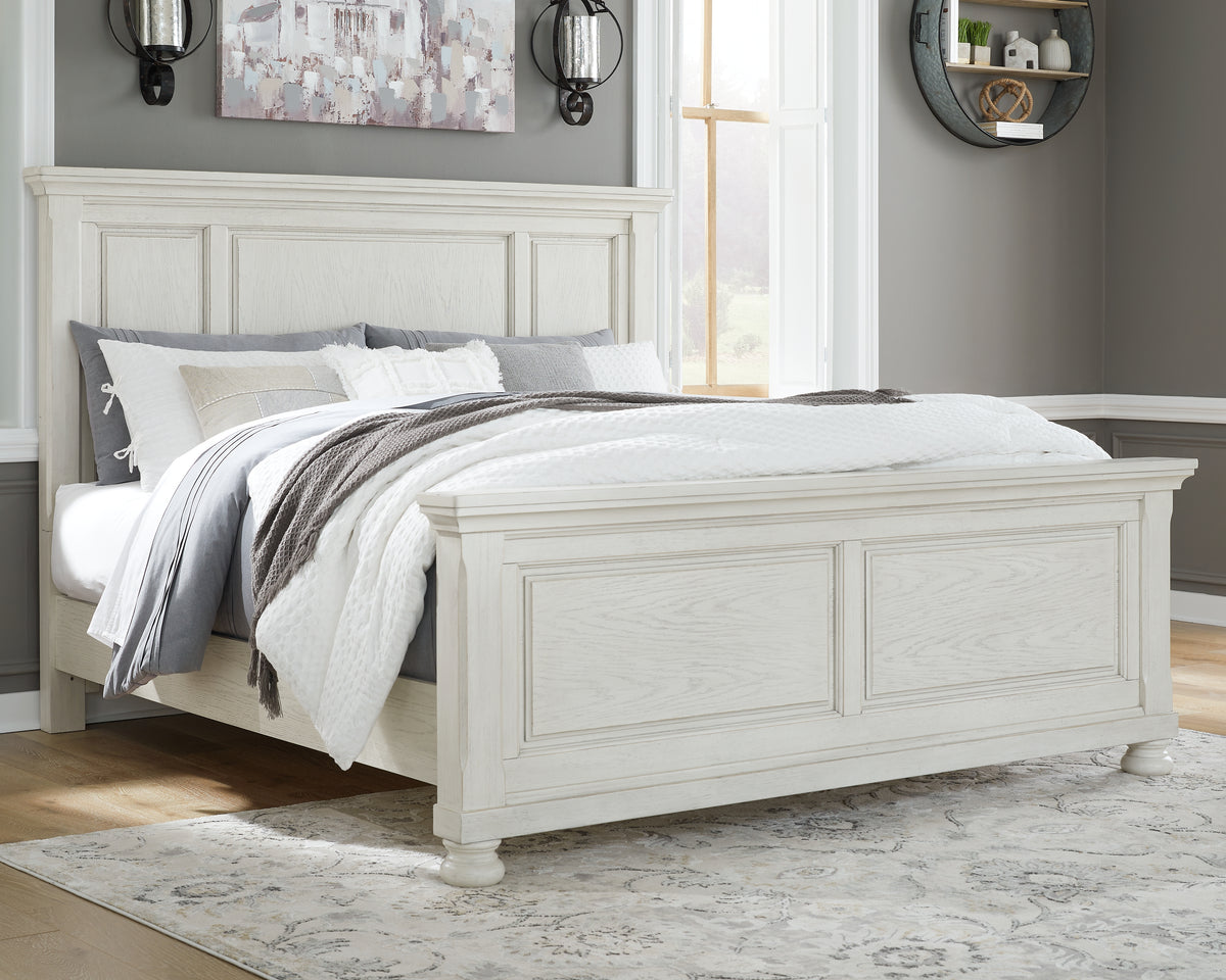 Hoover Furniture Outlet - Ashley Furniture - Robbinsdale Queen Panel Bed - Queen Panel Bed / Antique White - B742B2
