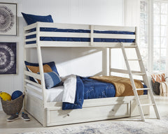 Hoover Furniture Outlet - Ashley Furniture - Robbinsdale Twin over Full Bunk Bed with Storage - Twin over Full Bunk Bed with Storage / Antique White - B742B16