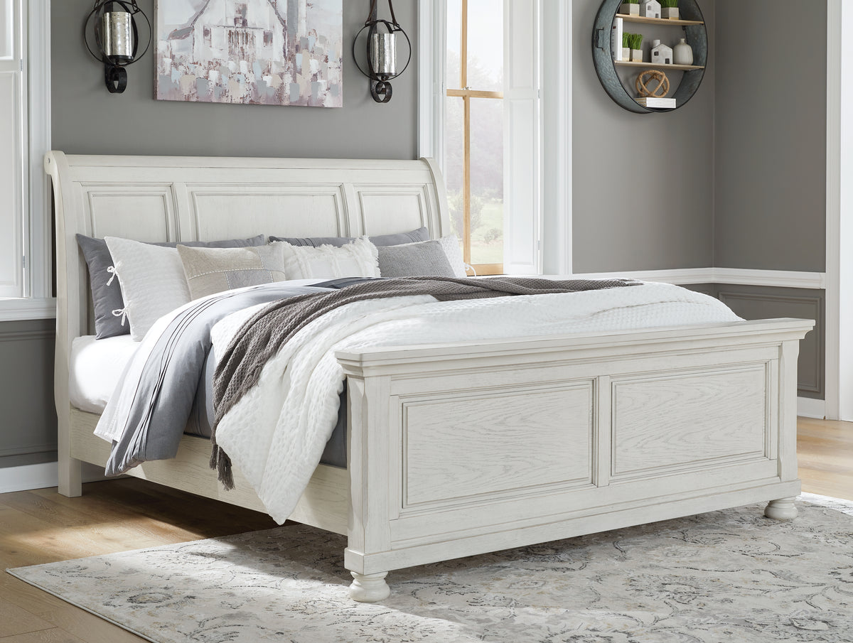 Hoover Furniture Outlet - Ashley Furniture - Robbinsdale Queen Sleigh Bed - Queen Sleigh Bed / Antique White - B742B23