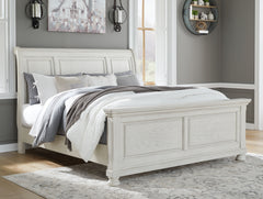 Hoover Furniture Outlet - Ashley Furniture - Robbinsdale King Sleigh Bed - King Sleigh Bed / Antique White - B742B22
