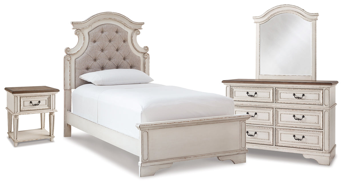 Hoover Furniture Outlet - Ashley Furniture - Realyn Twin Panel Bed, Dresser, Mirror and Nightstand - Twin Panel Bed, Dresser, Mirror and Nightstand - B743B76