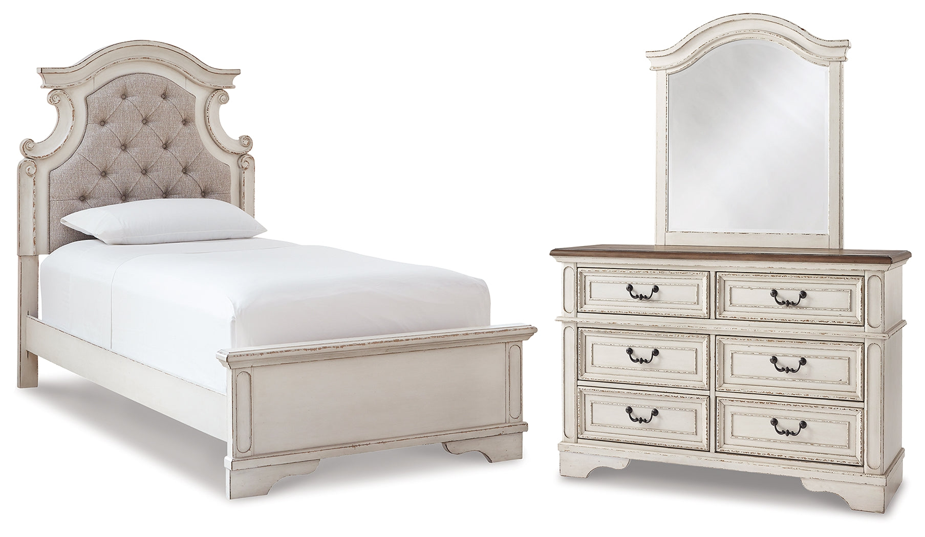 Hoover Furniture Outlet - Ashley Furniture - Realyn Twin Bed, Dresser and Mirror - Twin Bed, Dresser and Mirror - B743B16