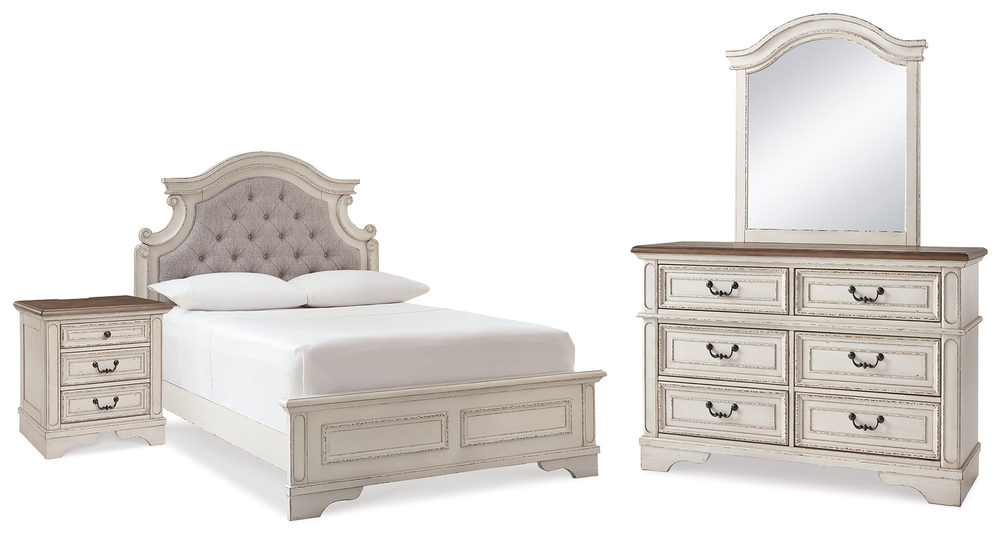 Hoover Furniture Outlet - Ashley Furniture - Realyn Full Panel Bed, Dresser, Mirror and Nightstand - Full Panel Bed, Dresser, Mirror and Nightstand - B743B40