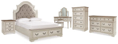 Hoover Furniture Outlet - Ashley Furniture - Realyn Queen Upholstery Panel Bed, Dresser, Chest, Nightstand, and Vanity Set - Queen Upholstery Panel Bed, Dresser, Chest, Nightstand, and Vanity Set - B743B35