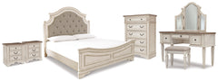 Hoover Furniture Outlet - Ashley Furniture - Realyn King Panel Bed, Vanity, Chest and 2 Nightstands - King Panel Bed, Vanity, Chest and 2 Nightstands - B743B73
