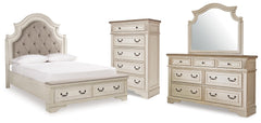 Hoover Furniture Outlet - Ashley Furniture - Realyn Queen Upholstered Panel Bed, Dresser, Mirror and Chest - Queen Upholstered Panel Bed, Dresser, Mirror and Chest - B743B110