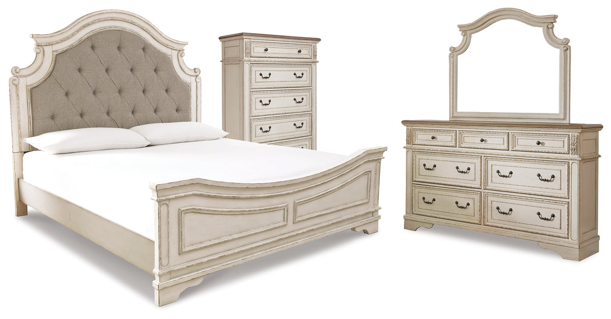 Hoover Furniture Outlet - Ashley Furniture - Realyn Queen Panel Bed, Dresser, Mirror and Chest - Queen Panel Bed, Dresser, Mirror and Chest - B743B28