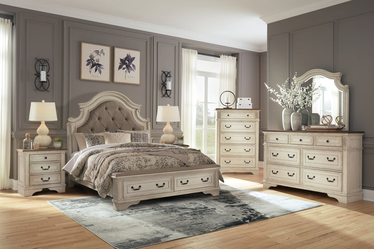 Hoover Furniture Outlet - Ashley Furniture - Realyn Queen Upholstered Storage Bed - Queen Upholstered Storage Bed / Two-tone - B743B18