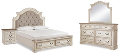 Hoover Furniture Outlet - Ashley Furniture - Realyn King Upholstered Panel Bed, Dresser, Mirror and Nightstand - King Upholstered Panel Bed, Dresser, Mirror and Nightstand - B743B33