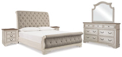 Hoover Furniture Outlet - Ashley Furniture - Realyn King Upholstered Sleigh Bed, Dresser, Mirror and 2 Nightstands - King Upholstered Sleigh Bed, Dresser, Mirror and 2 Nightstands - B743B51