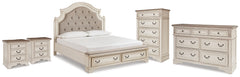 Hoover Furniture Outlet - Ashley Furniture - Realyn King Storage Bed, Dresser, Chest and 2 Nightstands - King Storage Bed, Dresser, Chest and 2 Nightstands - B743B69