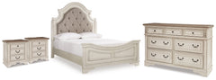 Hoover Furniture Outlet - Ashley Furniture - Realyn Queen Upholstered Panel Bed, Dresser and 2 Nightstands - Queen Upholstered Panel Bed, Dresser and 2 Nightstands - B743B67