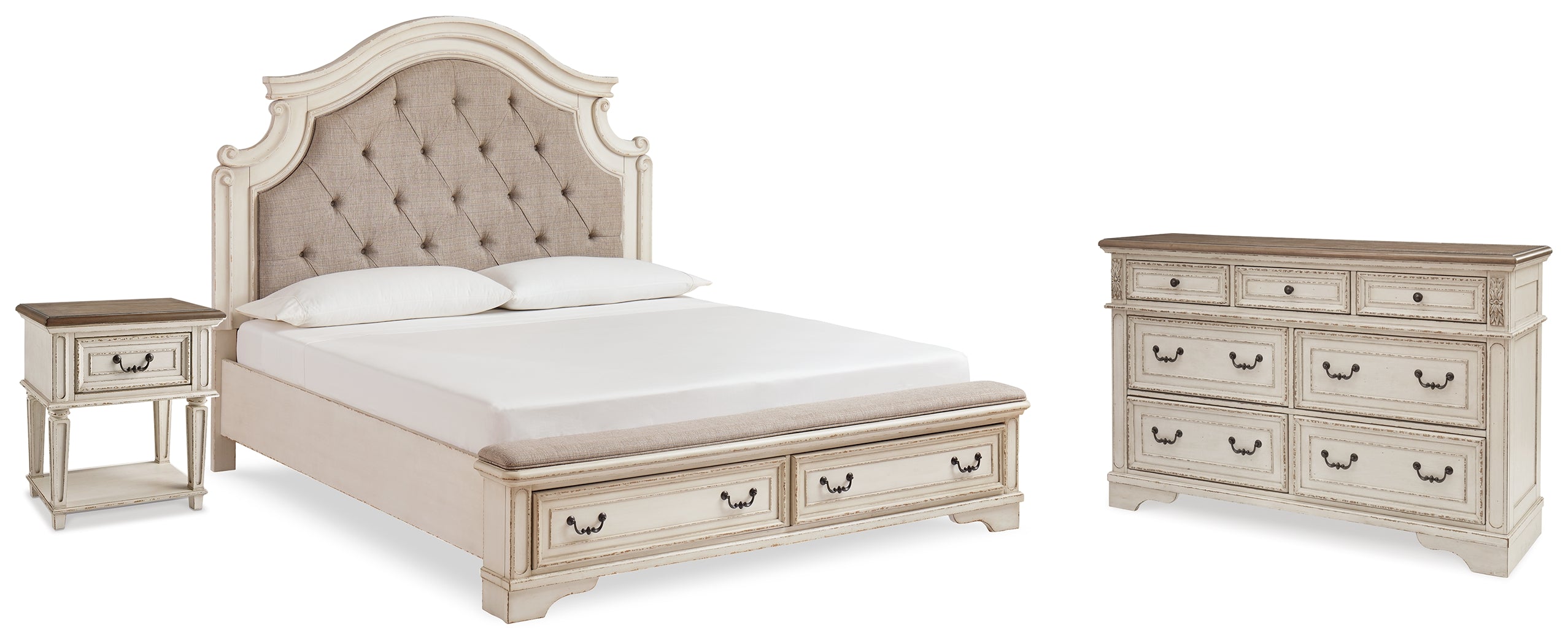 Hoover Furniture Outlet - Ashley Furniture - Realyn King Storage Bed, Dresser and Nightstand - King Storage Bed, Dresser and Nightstand - B743B62